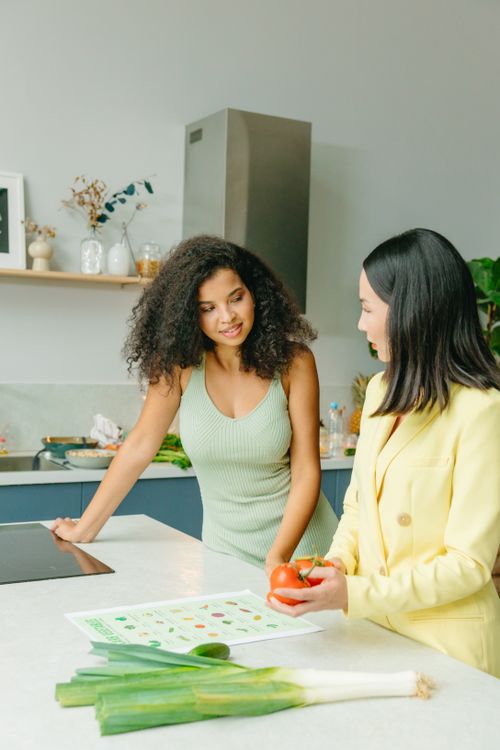 A nutrition consultation beside fresh ingredients
